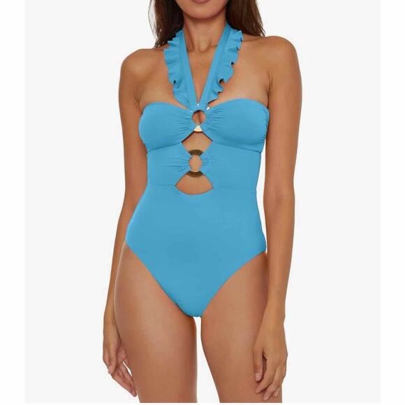 Soluna Swim Standard Buckle Up One Piece Bandeau Swimsuit Large - Picture 1 of 8